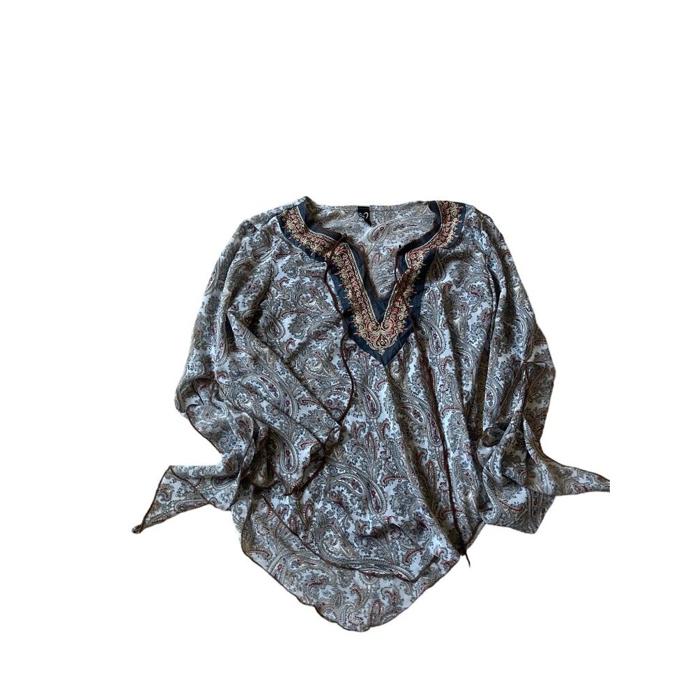 VTG Windsor Blue Paisley Fairy Whimsygoth Bell‎ Sleeve Size Small top Y2K Witchy